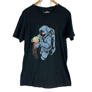 Threadless Astronaut Space Graphic Tee Black Men’s M Design Agus Setyawan